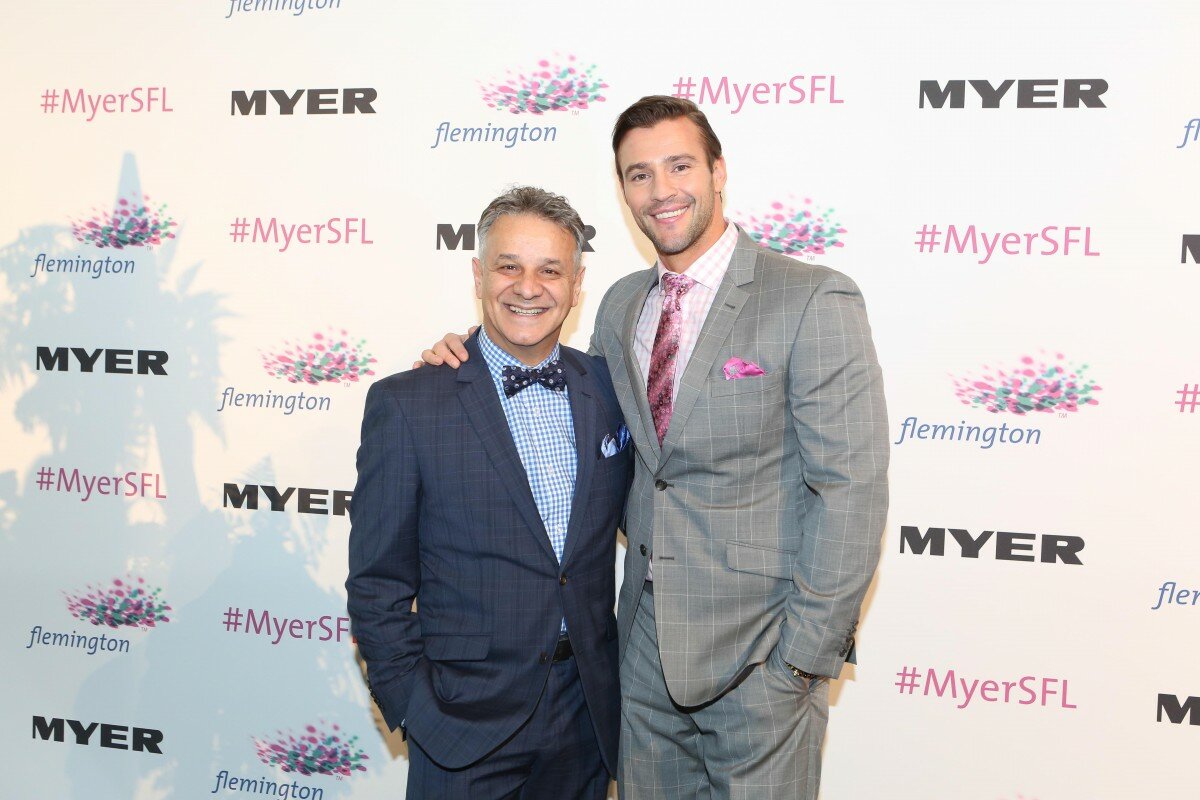 Myer Designer Dom Bagnato and Myer Ambassador Kris Smith. Credit VCR PR, Karon Photography